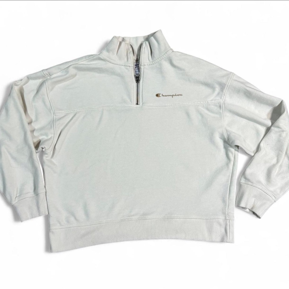 Champion white quarter zip sweatshirt Size M